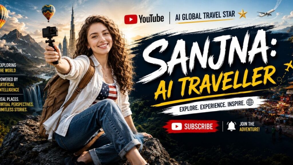 AI brand ambassador Sanjna promoting businesses through AI-powered influencer marketing, YouTube, Instagram, Facebook, and TikTok by Renbotics AI