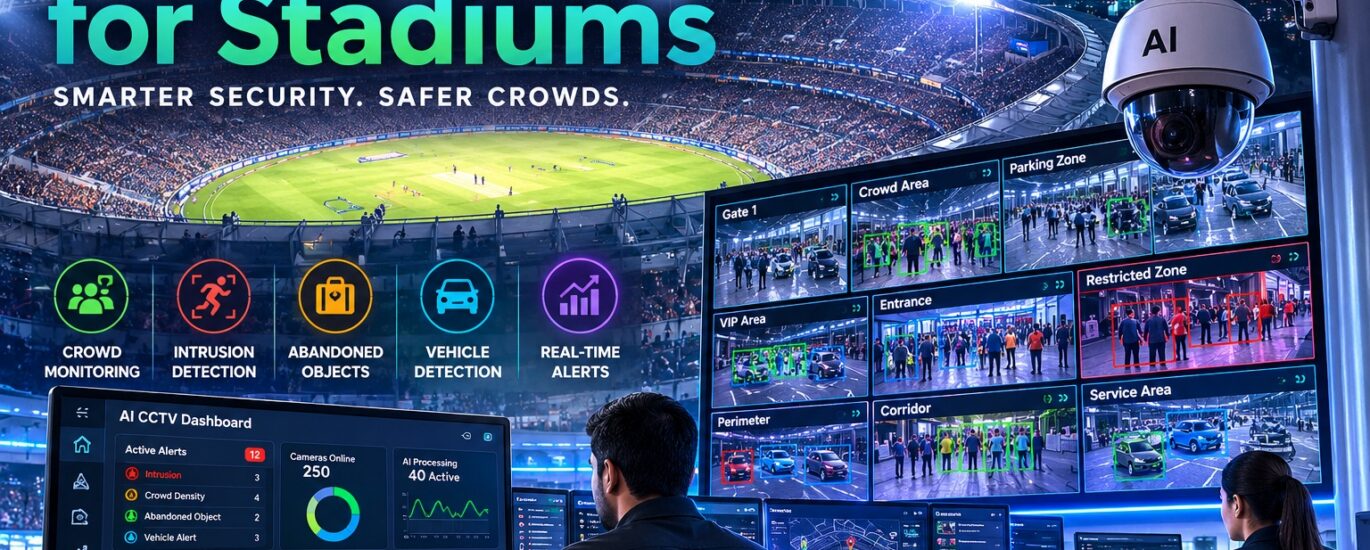 AI CCTV for stadiums with real-time crowd monitoring and security analytics